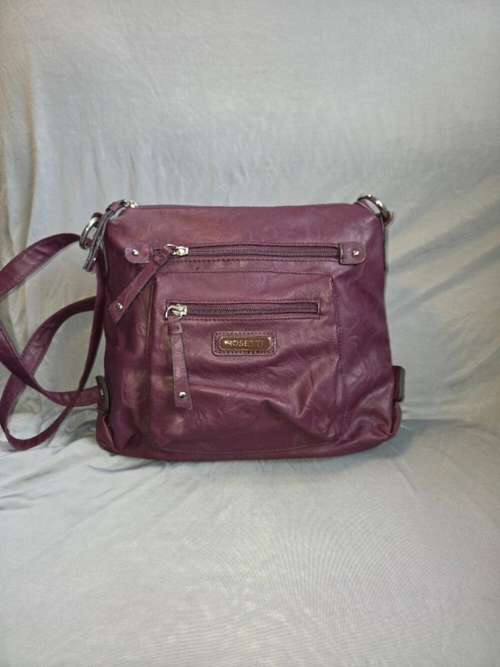 Rosetti Red Maroon shoulder crossbody Bag with multiple Pockets Zip